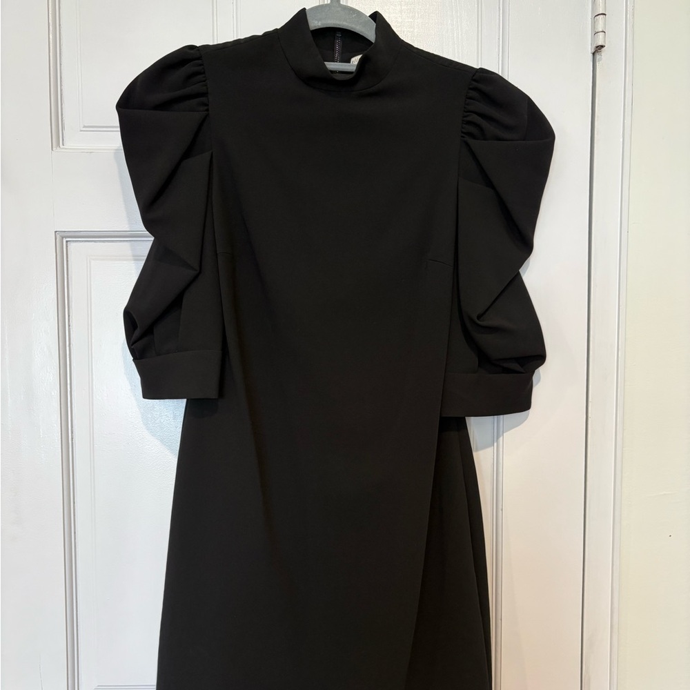 NWT Alice and Olivia black high neck ruffled sleeve dress size 8